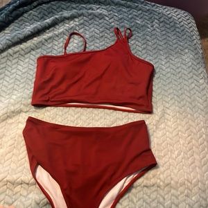 Rib High Waisted Bikini Swimsuit